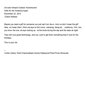 Holiday 2014 Gift Lists