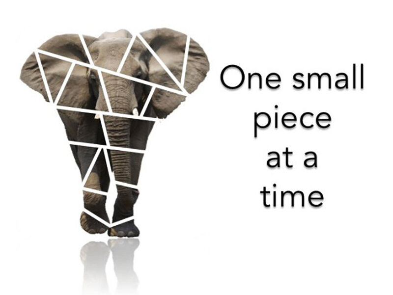 Think about the old adage, “How do you eat an elephant?”